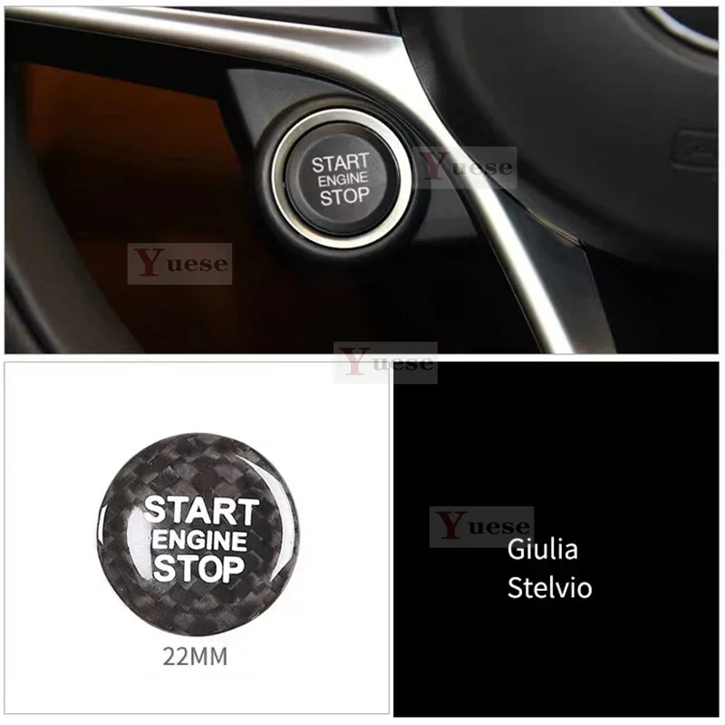 Real Carbon Fiber Car Push Start/Stop Engine Start Button Switch For Alfa Romeo Giulia Giulietta Stelvio Interior Accessories