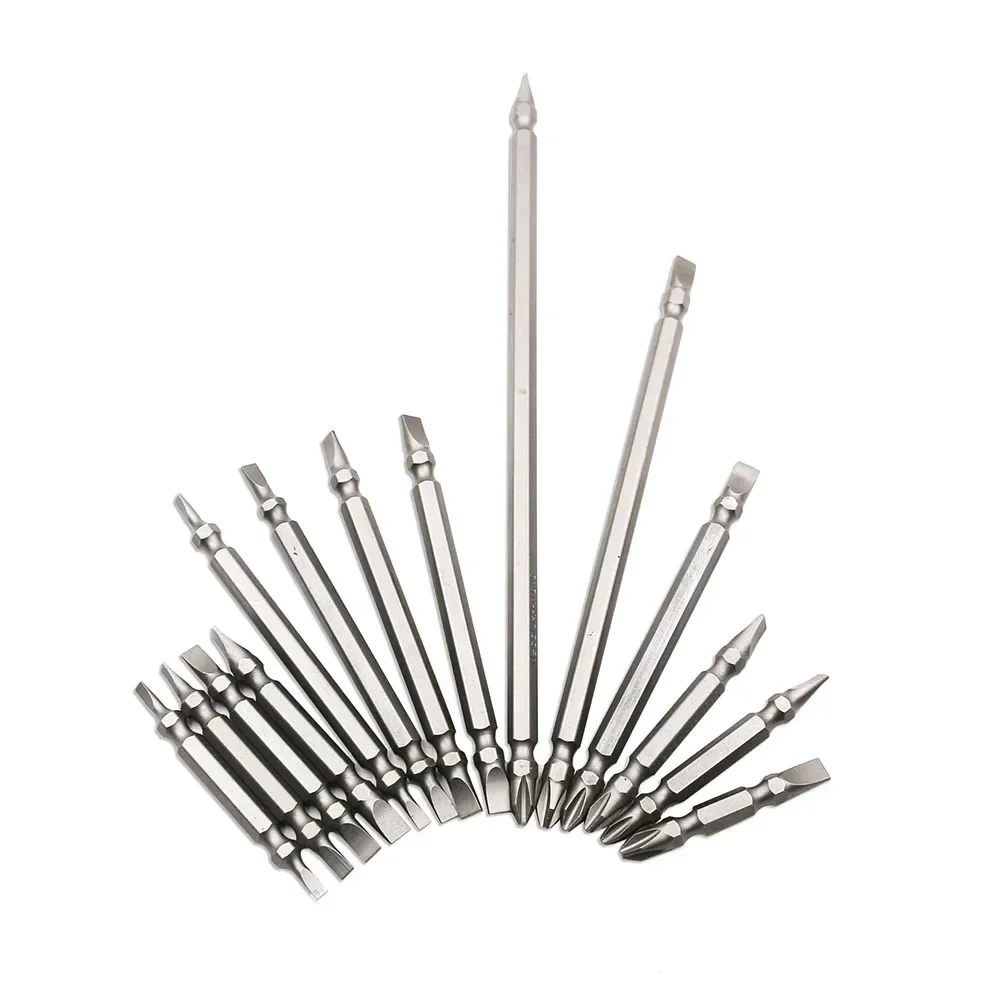 10pcs Screwdriver Bits Double Head Magnetic Drill Bit PH2 Cross 6mm Slot 150/200mm For Electric Driver Power Tools Parts