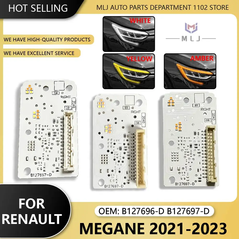 B127696-D B127697-D For Renault Megane 2021- 2023 Headlight White Yellow Amber Chip Angel Eye DRL Board 260556623R 260551566R