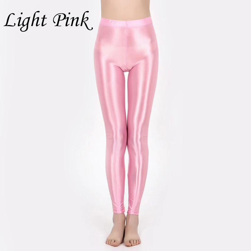 Leggings opacas brilhantes para mulheres, calças justas de cintura alta, meias sexy, calças de ioga, treinamento esportivo, fitness