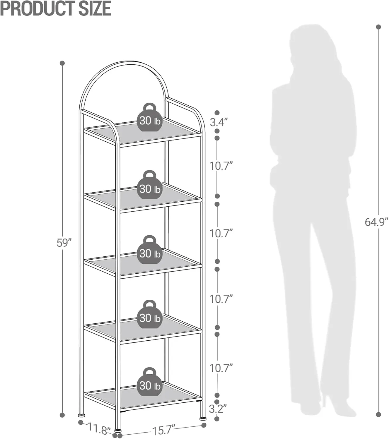 Bookcase Bookshelf, Tempered Glass Bookshelves, Slim Shelving Unit for Bedroom, Bathroom, Home Office