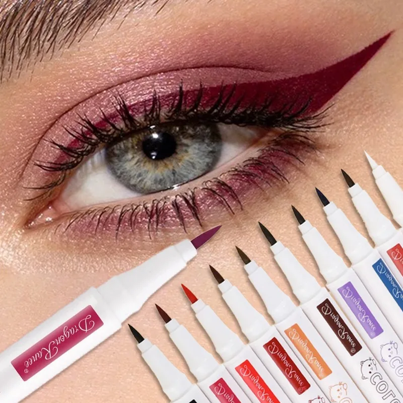 10 Colors Water-based Eyeliner Liquid Matte Red Quick-Drying Smudge-Proof Smooth Eyeliner Pen Long-Lasting Eyes Makeup Cosmetics