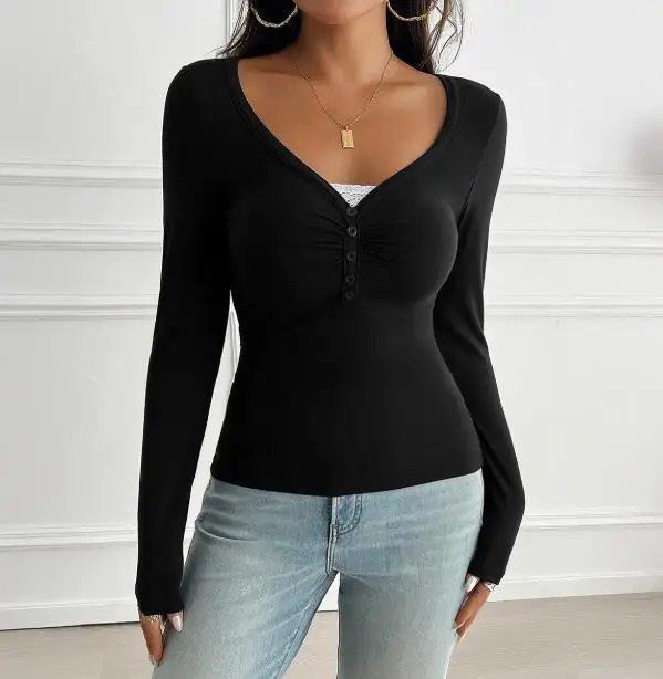 

2026 Spring/Summer New Women's Fashion Spicy Girl Multi functional Long Sleeve Inner Top Women's T-shirt Women's Clothing