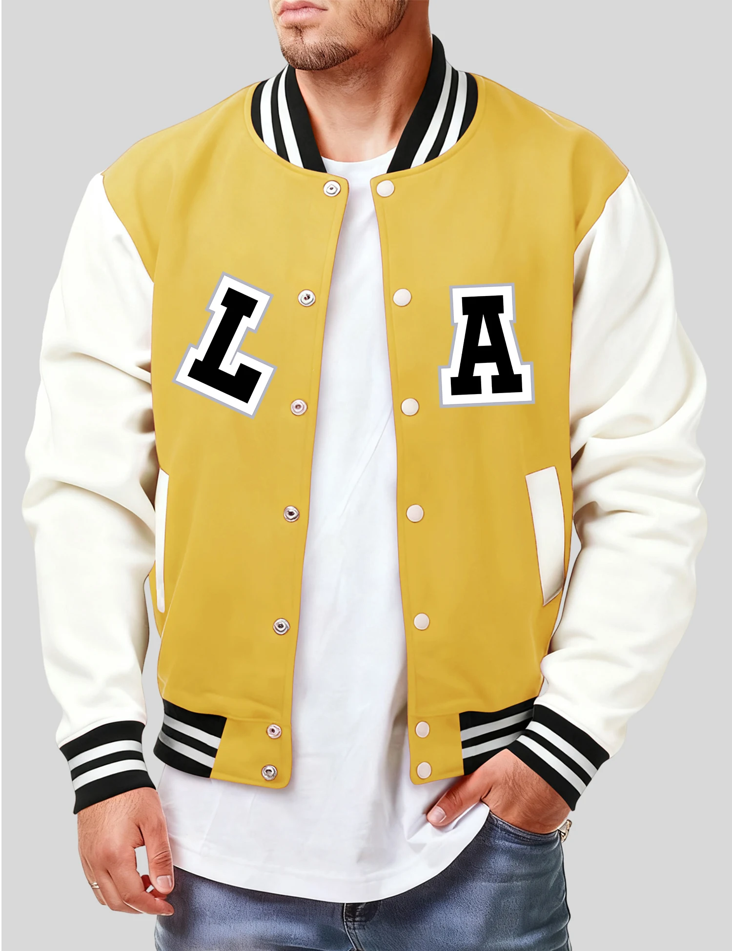 

Бейсбольная куртка с художественными буквами L и принтами, мужская повседневная свободная верхняя одежда, осенняя флисовая одежда, мужское пальто в стиле хип-хоп в американском стиле