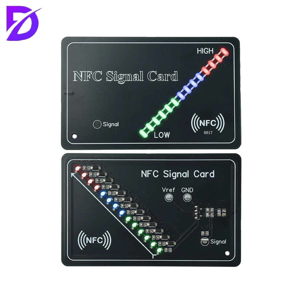 NFC Signal Test Card Signal Strength Detector with 14 Level LED Indicator for NFC Reader Calibration Access Control Detection