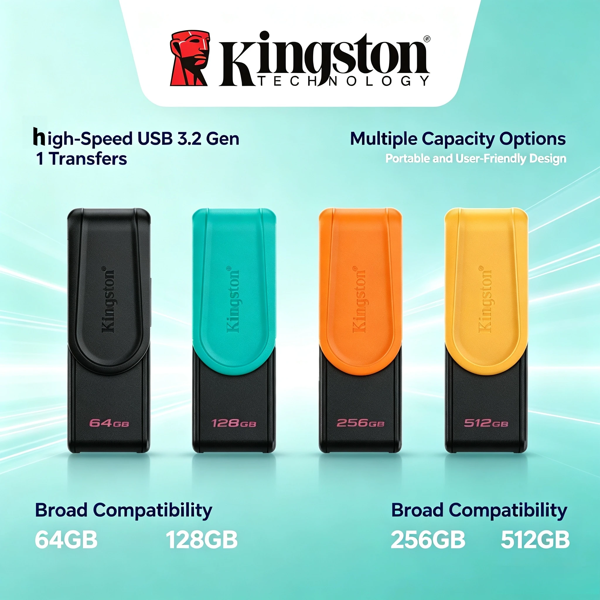 Kingston Mini USB 32 Gen1 Flash Drive 64GB 128GB 256GB Pen Drive Key Memory Stick High Speed for Desktop Laptop PC Office Use