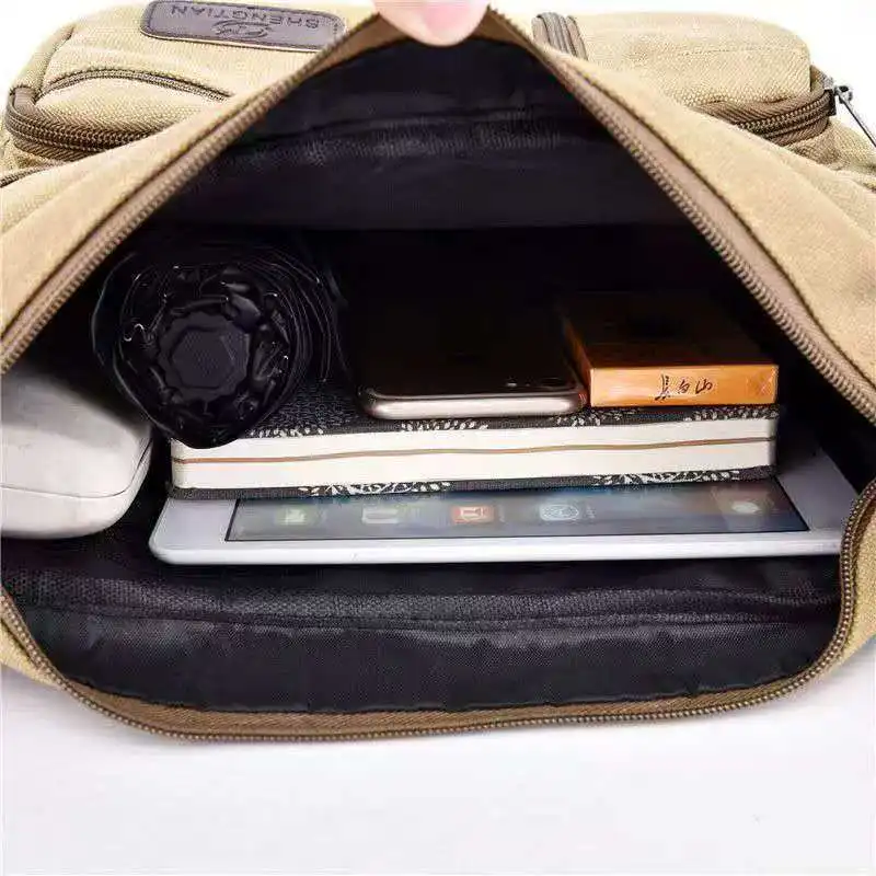 حقيبة كروس قماشية للرجال أنيقة كاجوال متعددة الوظائف للتنقل مع تصميم حبال