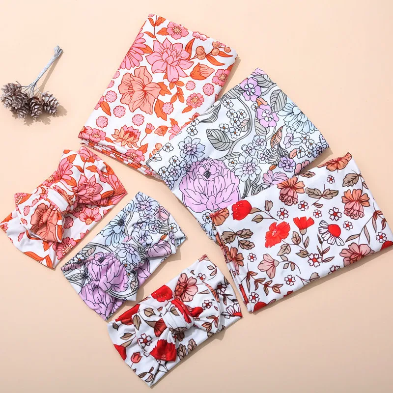 Flower Print Baby Swaddle Wrap New Born Photography Props Baby Blankets Newborn Items Babies Accessories