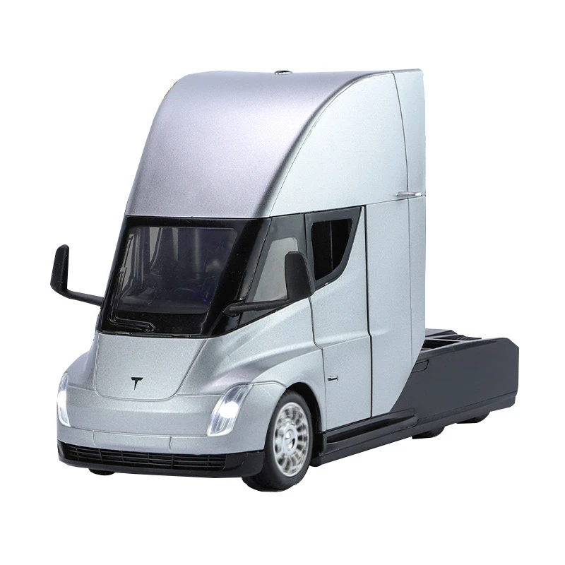 1:24 تسلا شبه شاحنة مقطورة نموذج سبيكة معدنية دييكاست الصوت والضوء هدية مع الأولاد جمع سيارة لعبة مجسمة C325 #5