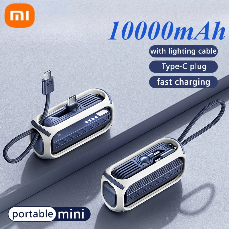 

Xiaomi 2-IN1 Mini Power Bank Built-in Cable10000mAh External Replacement Battery Portable Fast Charger for iPhone Samsung Xiaomi