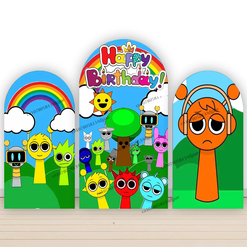 Sprunky Peluche Incredibox Plushie ฉากหลัง Arch ฝาครอบ Boy Girl Birthday Party ตกแต่งพื้นหลัง Sprunki เกมแบนเนอร์ Props