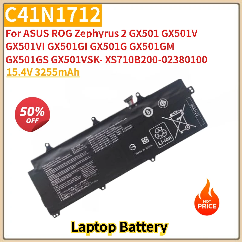 

High Quality Laptop Battery C41N1712 15.4V 3255mAh For ASUS ROG Zephyrus 2 GX501GI GX501G GX501 GX501V GX501VI GX501GM GX501GS