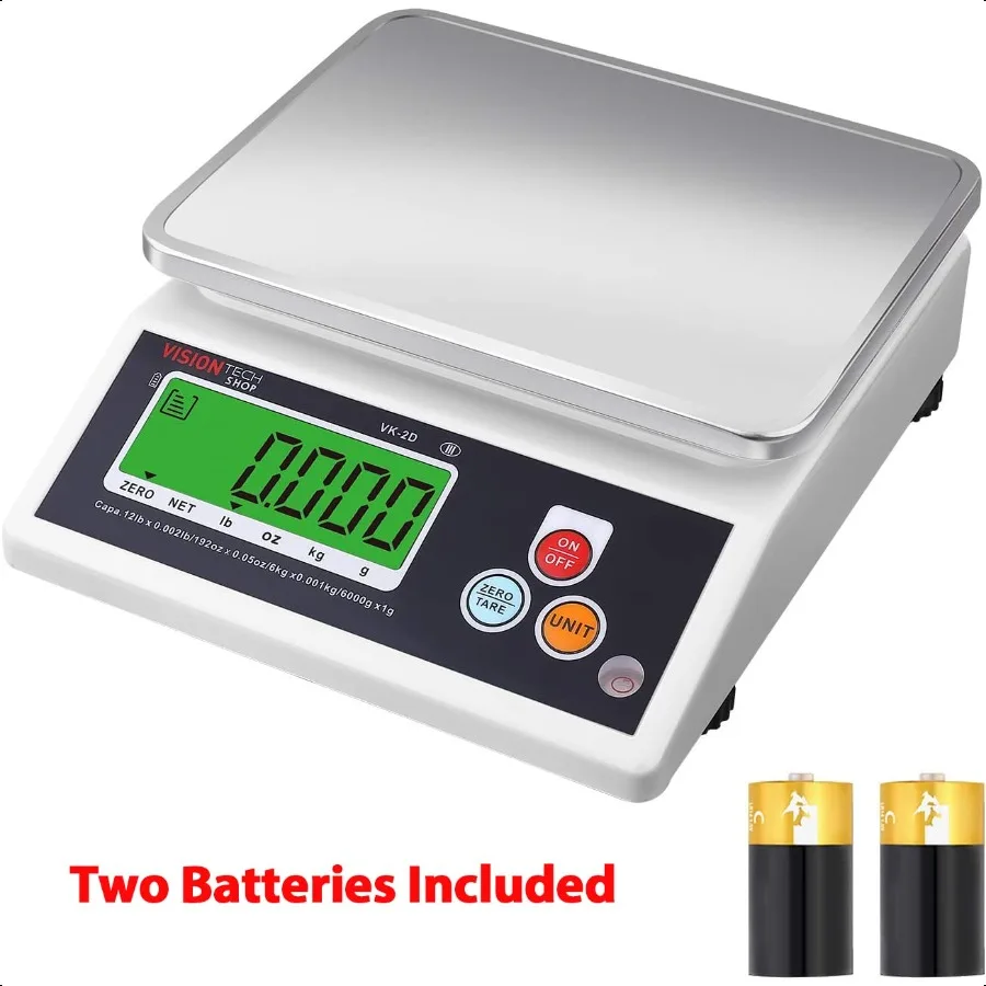 VK2D 0,1 g Premium voedselkeukenweegschaal Lb Oz Kg g Schakelbare roestvrijstalen plaat Voedselweegschaal Groot LCD-scherm met achtergrondverlichting 12 lb