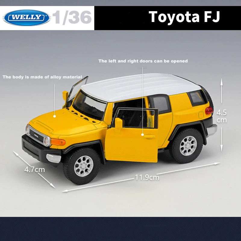 WELLY 1:36 TOYOTA FJ โมเดลรถโลหะผสมจําลอง - เหมาะสําหรับของเล่นเด็กและคอลเลกชัน