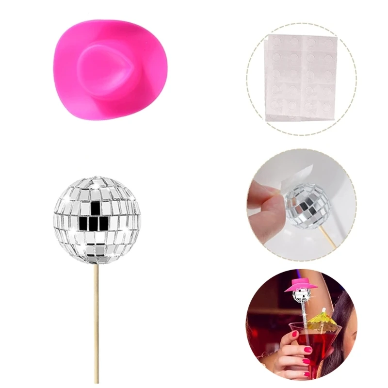 10pcs Coffee Stirrers Discos Balls Hat Cocktails Stirrers Beverage Stir