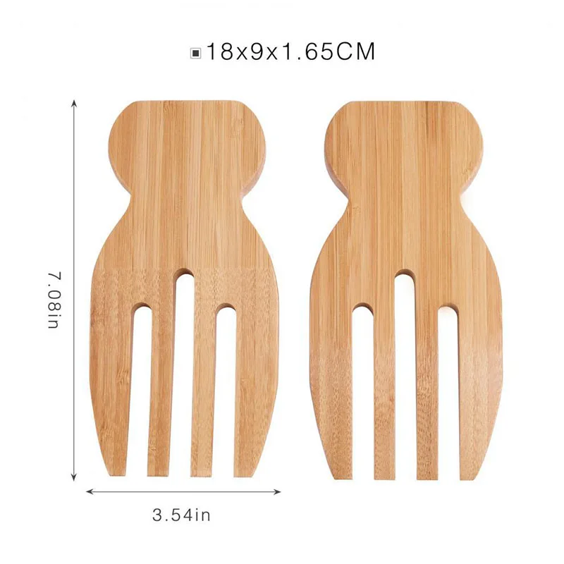 Jaswehome 2 pçs/pçs/set salada garras de bambu salada mãos design elegante cozinha ajudante salada de madeira conjunto servidor