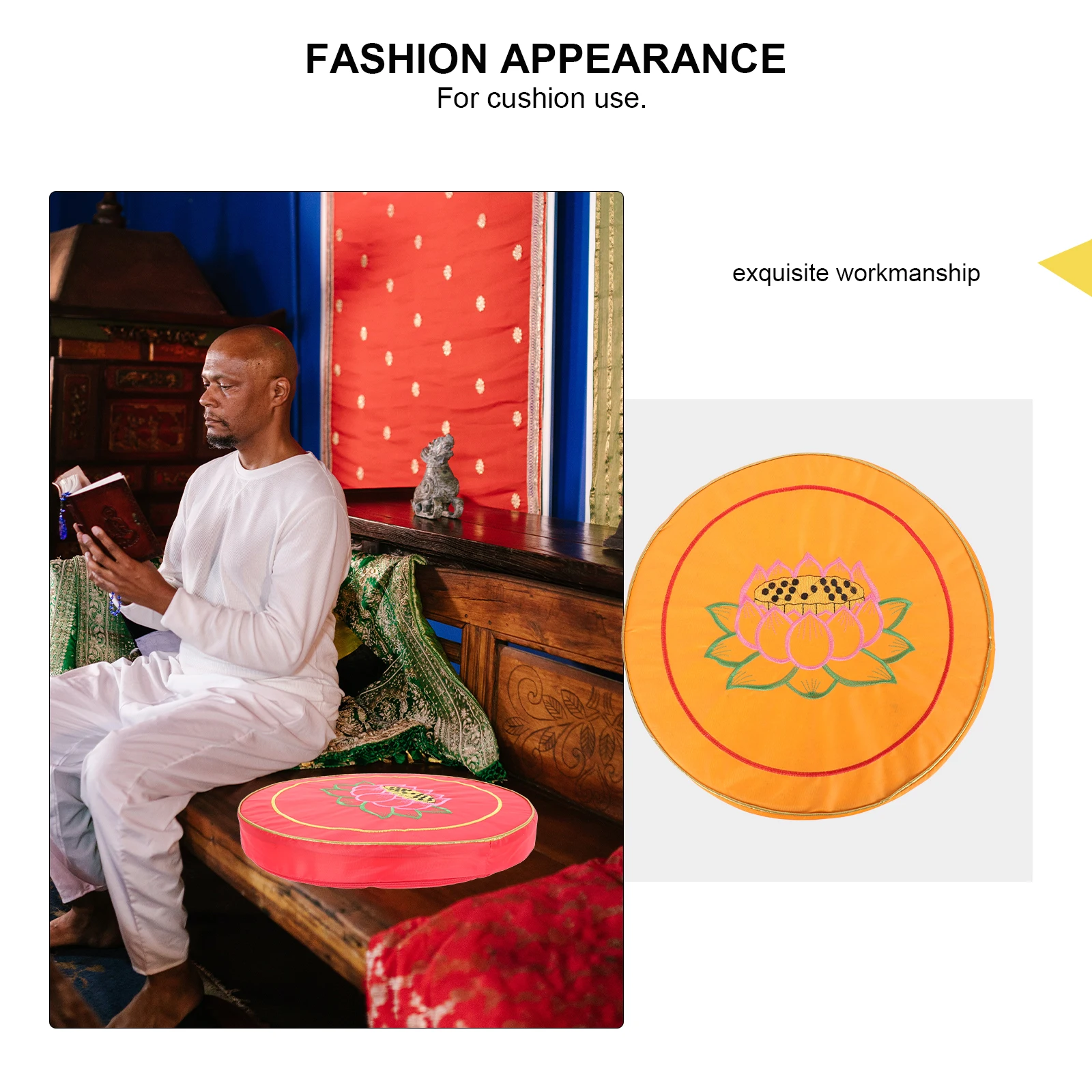 

Meditation Cushion Embroidery Pattern Comfortable Yoga Meditating Pad Seat Cushion For Prayer Round Floor Pillow Premium