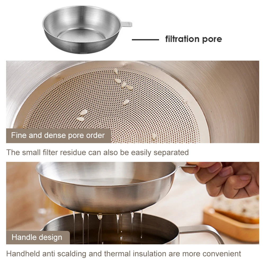 Stainless Steel Oil Filter Pot 1.5L Cooking Oil Filter Large Capacity Multifunctional Oil Filter Tank for Cooking French Fries view 3