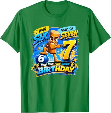 67 Italienisches Brainrot Tung Tung Sahur Six Seven Meme Geburtstags-T-Shirt Y2k Süßes 7. Geburtstag Geschenk für Jungen Neuheit Geschenk 7 Jahre alt Kleidung – Detail 8