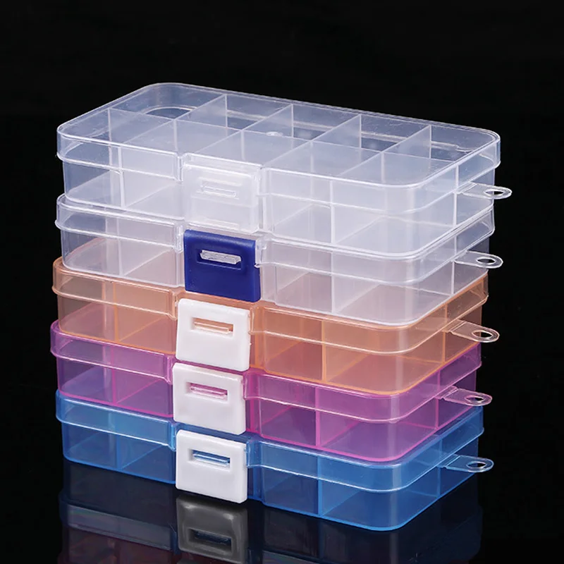 10 Grid Plastic Storage Box Adjustable Screw Holder Box Earring Jewelry Box Organizer Pill Box Case Transparent Plastic Boxes