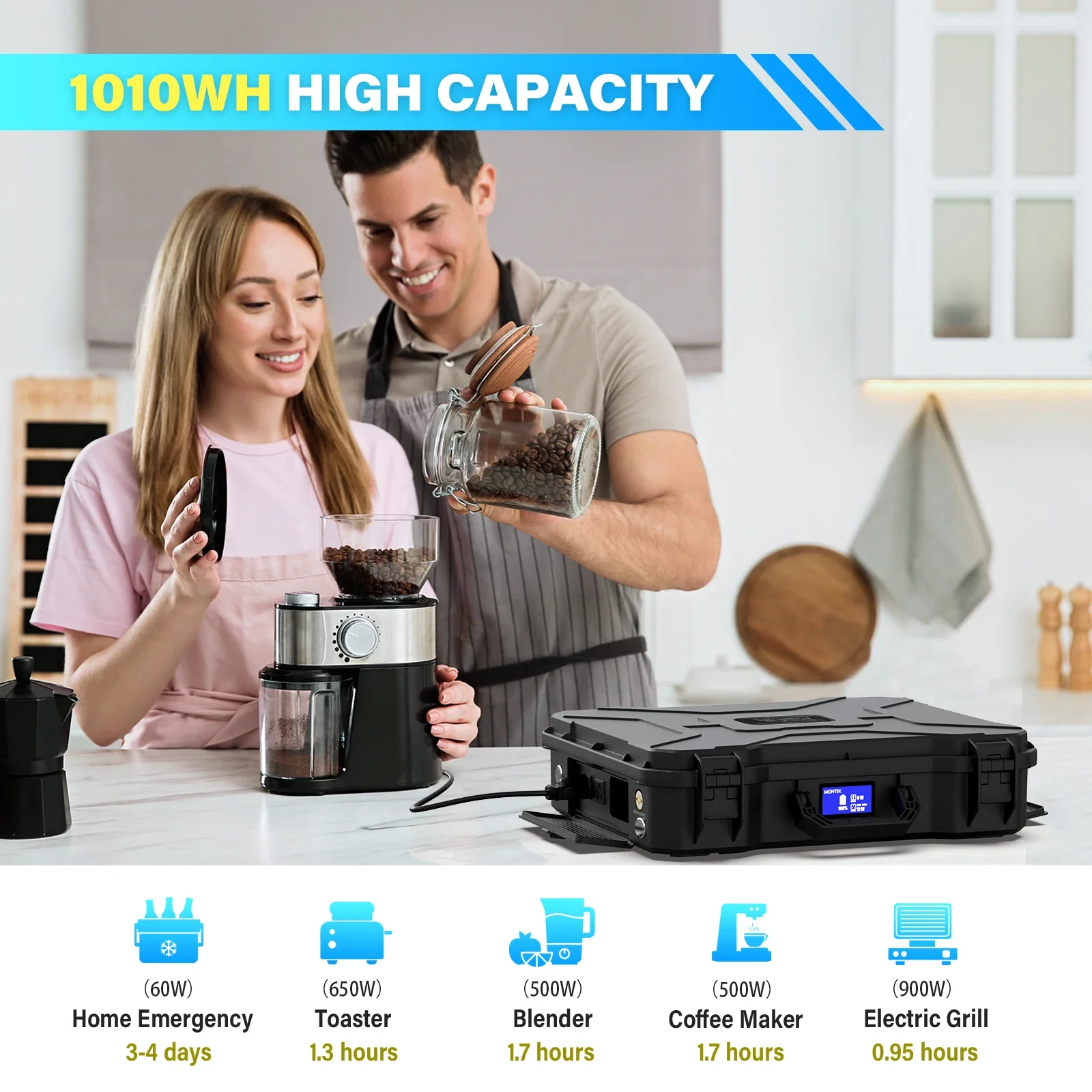 MONTEK Solar Generators X-1000 Li-ion NCM Polymer 1010W Max Multi Ways Charging battery Portable Power Station