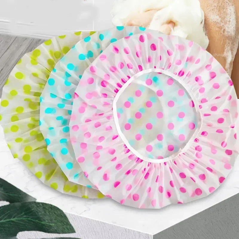 1Pcs/lots Disposable Waterproof Shower Cap Thicken Elastic Bath Hat Bathing Cap for Women Hair Bathroom Supplies Shower Caps