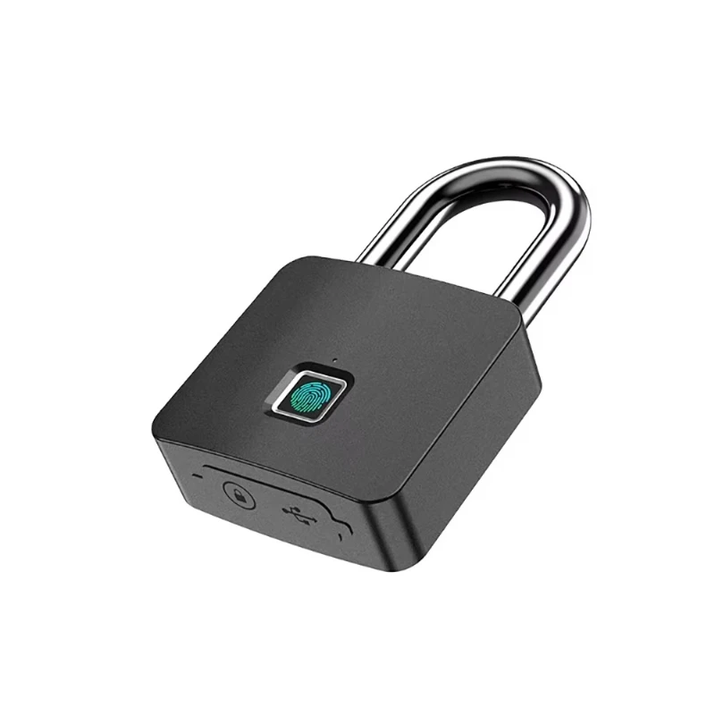Electronic Fingerprint Big Smart Padlock IP67 Waterproof Portable Patio Garage Door Locks With Key