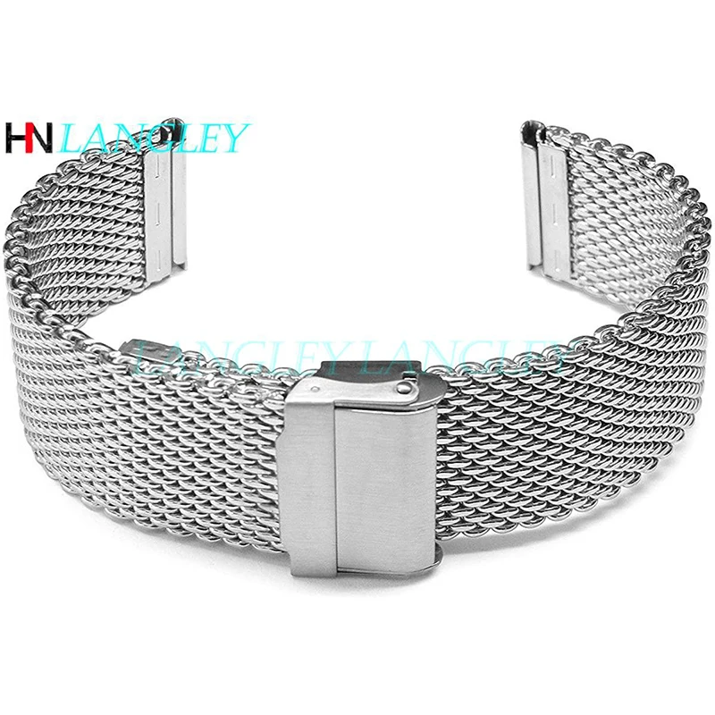 1.0mm Milanese Coarse Mesh Stainless Steel Watch Band 3mm Thickness Heavy Wriststrap 18mm 20mm 22mm 24mm Width Metal Watch Bands