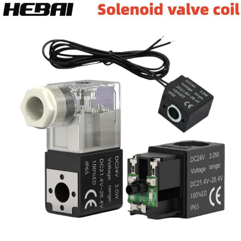 

HEBAI Universal Solenoid Valve Coil DC12V/24V AC24V/36V/110V/220V/380V with Wire or LED Applicable To The 100/200/300/400 Series