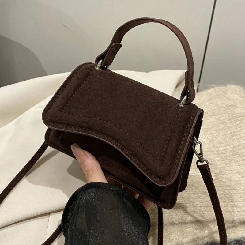 Neue Herbst Winter Wildleder High-End Strukturierte Mode Einfarbig Mini Handtasche Frauen Stilvolle Umhängetasche Kleine Quadratische Taschen Täglichen Gebrauch