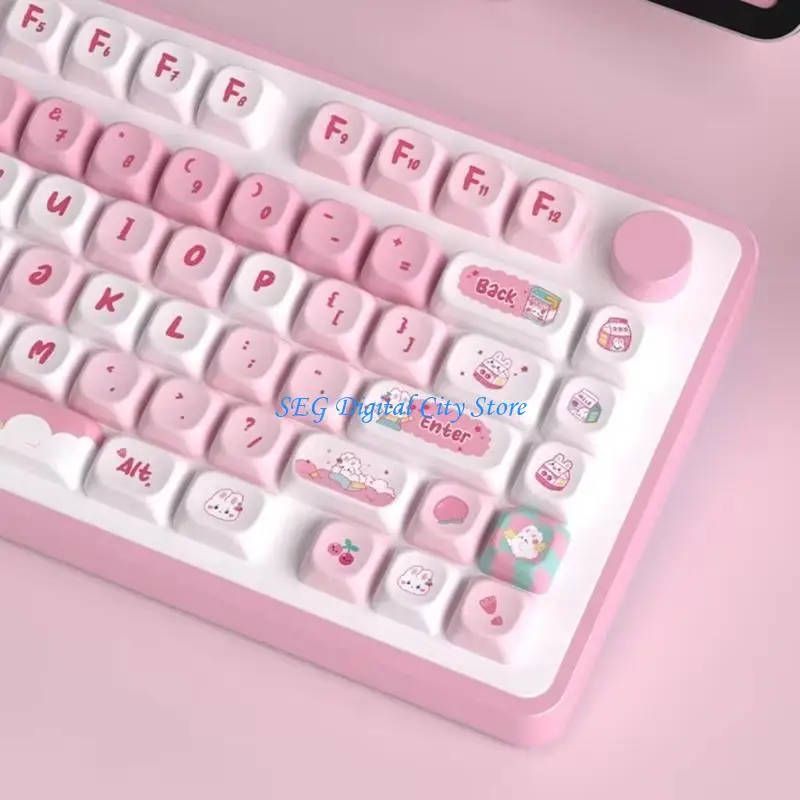 

U75B Cartoon Rabbit Themed 138Keys Keycaps Dye Subbed Keycap For Mechanical Keyboards