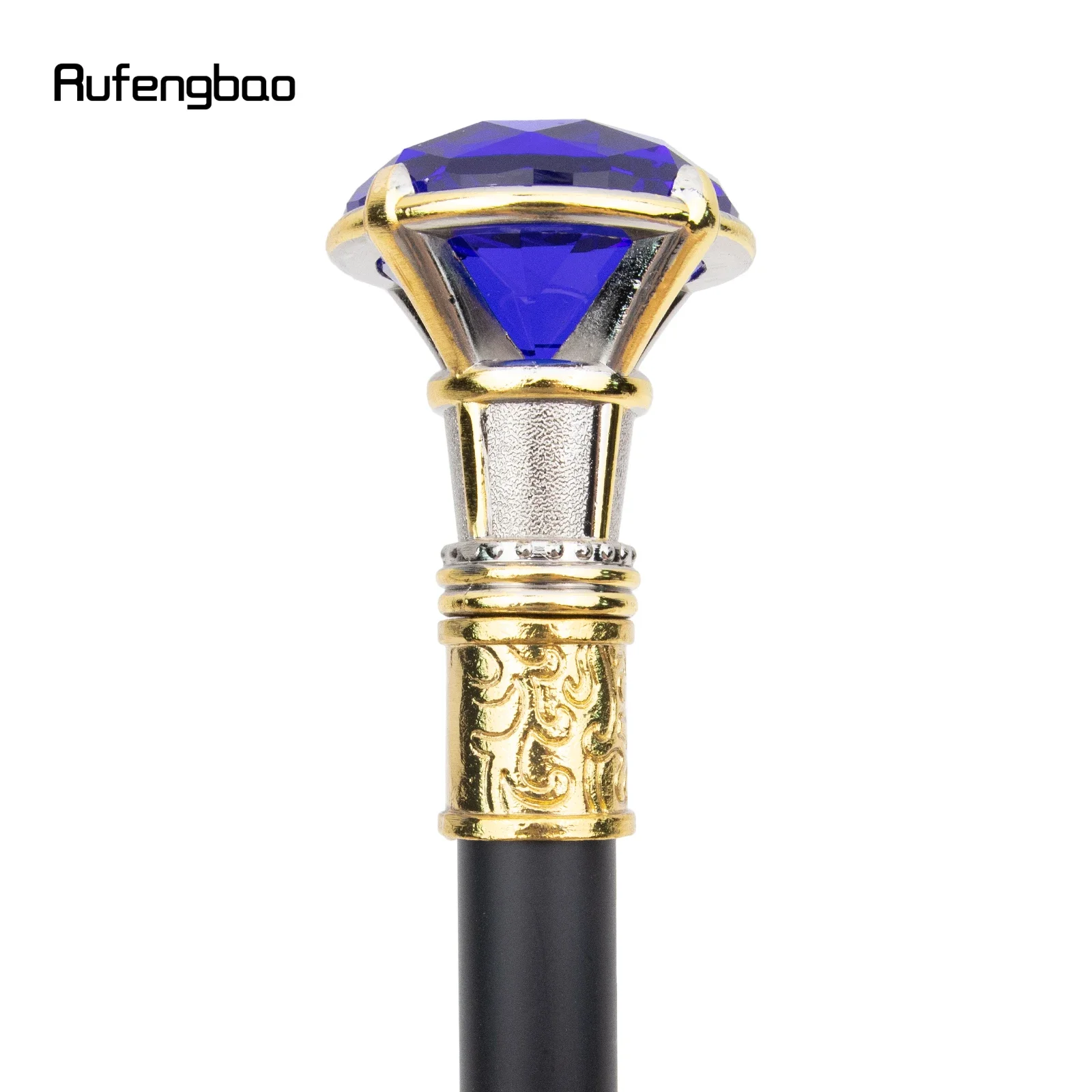 Purple Diamond Type Golden White Single Joint Walking Stick Decorative Cospaly Party Walking Cane Halloween Crosier 90cm