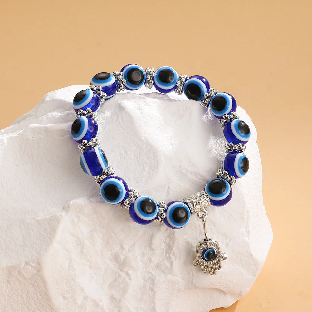 Fashion Punk Evil Eyes Bracelets for Wonmen Men Dainty Retro Bead Woven Chain Jewerly 2024 Trendy Gothic Decor Couples Gifts image 2