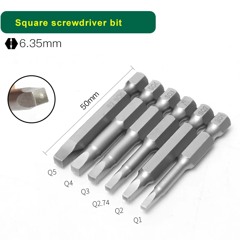 5pcs Magnetic S2 steel 1/4' hex shank Slotted screwdriver bits 50mm length SL2 SL3 SL4 SL5 SL6 slot type screwdriver hand tools