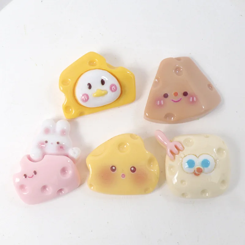 10Pcs Cute Resin Cartoon Simulated Cheese Cookies Flat Back Home Decor Ornament Jewelry HandMaking Accessories Hairpin Material