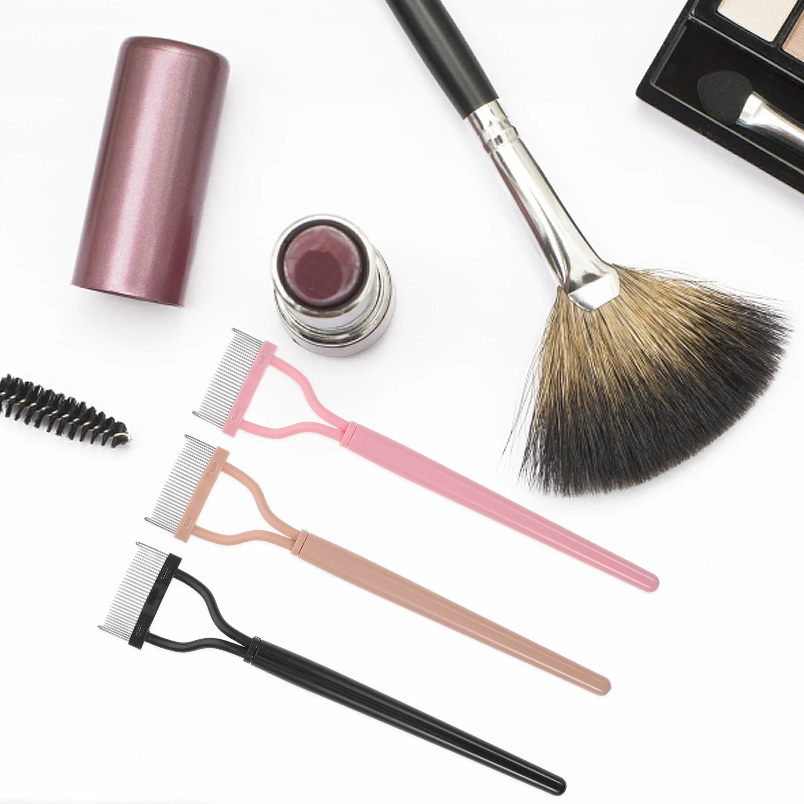 

3Pcs Lash Brush Comb Metal Eyelash Separating Tool Rust Resistant Fine Pin Design for Neat Lashes and Eyebrow Shaping