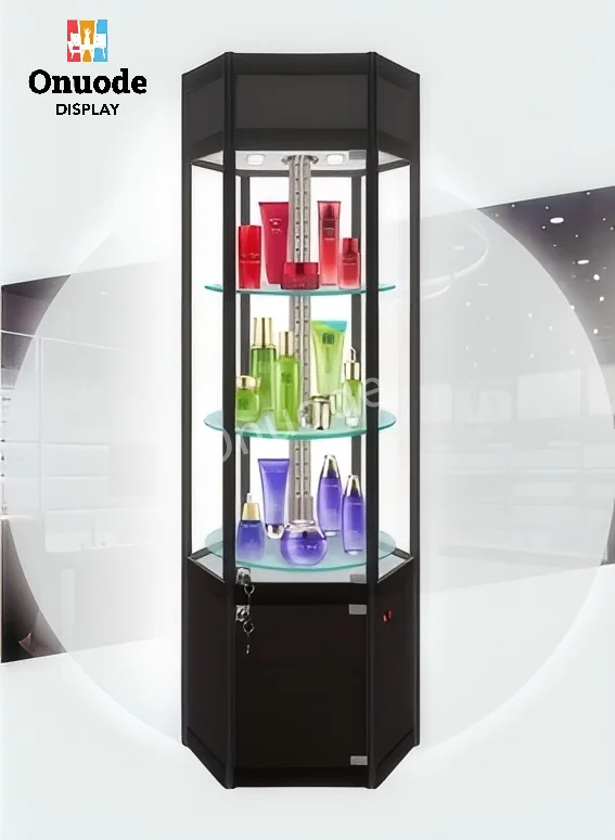 Custom.Custom Rotating Glass  Display  Jewelry Display Showcase for Retail Store Exhibitions and Showcases