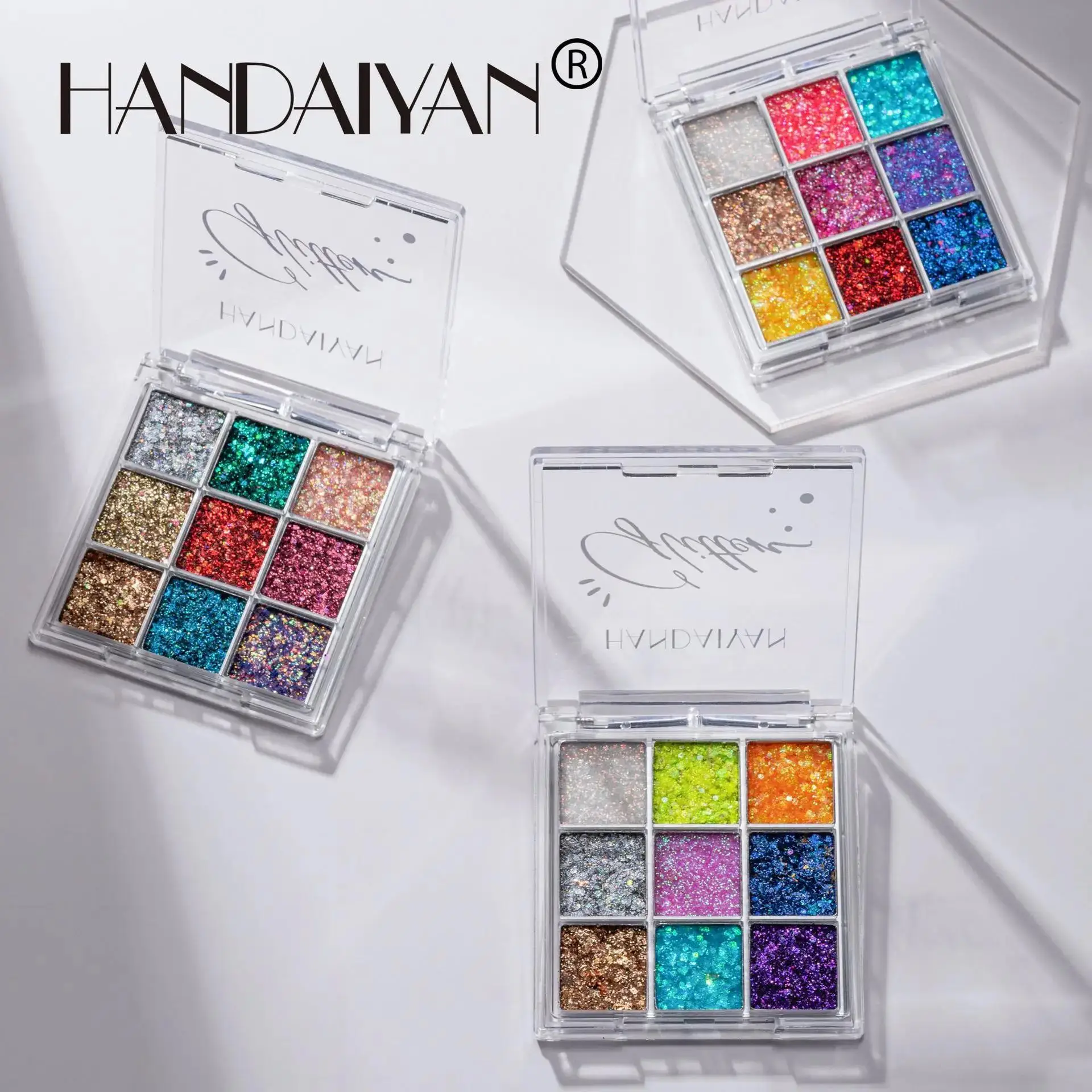 Palette de fards à paupières professionnels à paillettes, 9 couleurs, or, bleu, jaune, maquillage de fête, Cosplay, formule végétalienne sans cruautéauté
