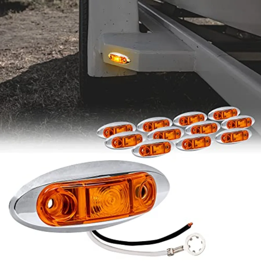 

TRUE MODS 12pc 2.5" LED Trailer Marker Light Kit w/ [DOT FMVSS 108] [SAE P2] [Surface Mount] [Waterproof IP67] Side Marker Ligh