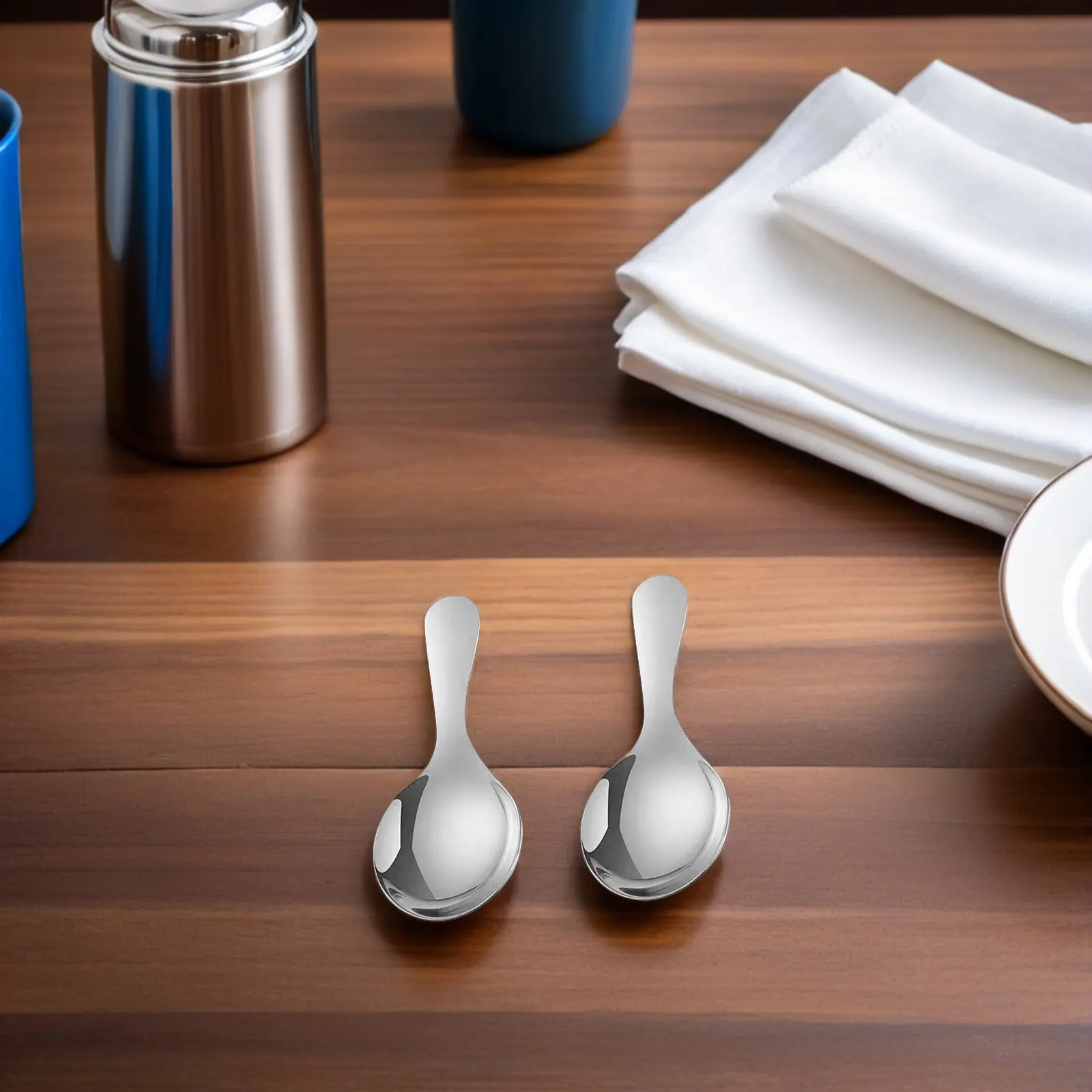3Pcs Stainless Steel Mini Teaspoons Short Handle Coffee Spoon Set for Sugar Salt Spice Ice Cream Cake Appetizers Home Kitchen
