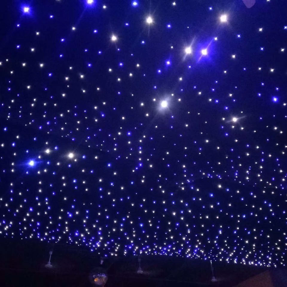 

Stage Backdrop LED Blue&White 3x4meter Star Curtain for Wedding Stage Show Background