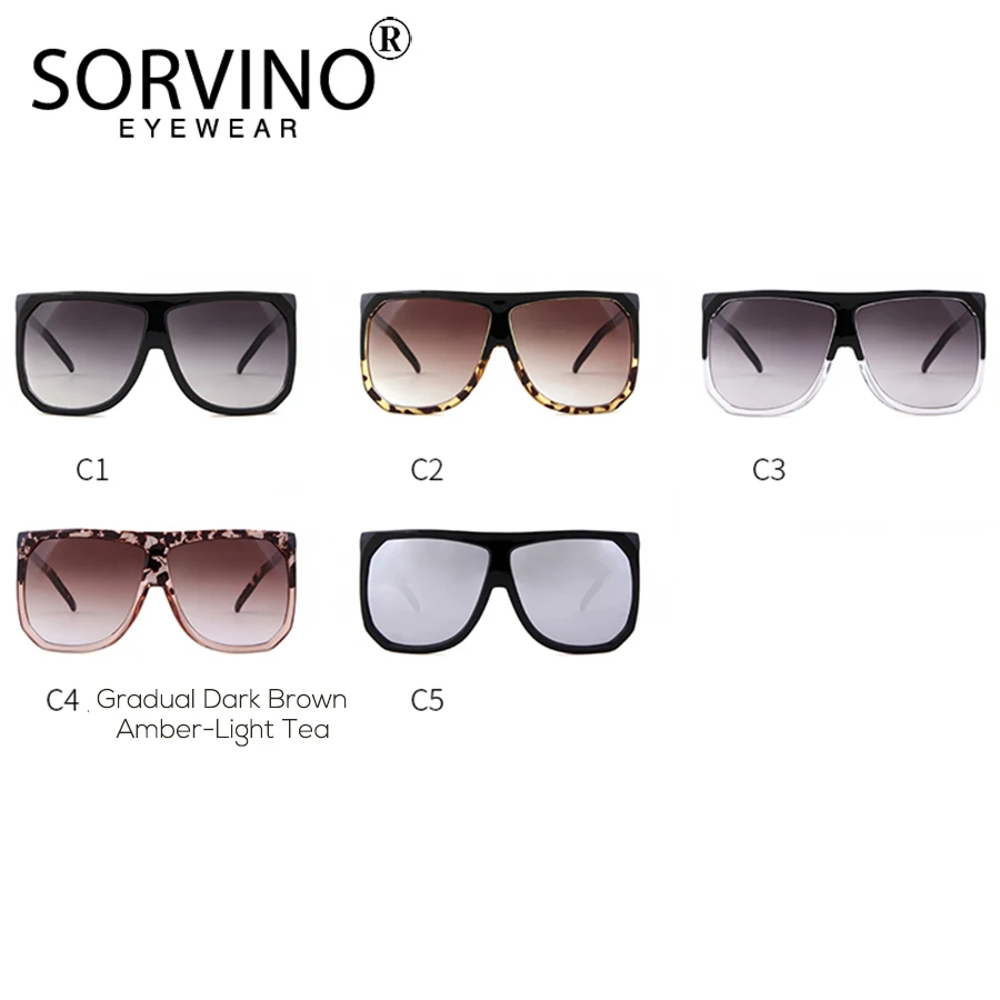 SORVINO Square Sunglasses Women 2024 Vintage Brand Oversized Flat Top Sun Glasses leopard Gradient Female Glasses Oculos UV400