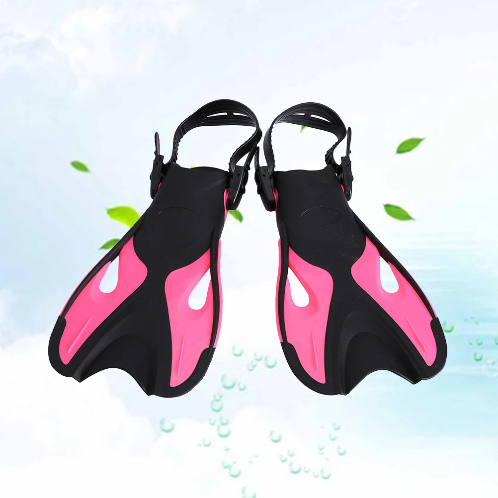 

1 Pair Practical Diving Swimming Training Flippers Snorkeling Open Adjustable Heel Fins Flippers for Sports (Pink 37-41)