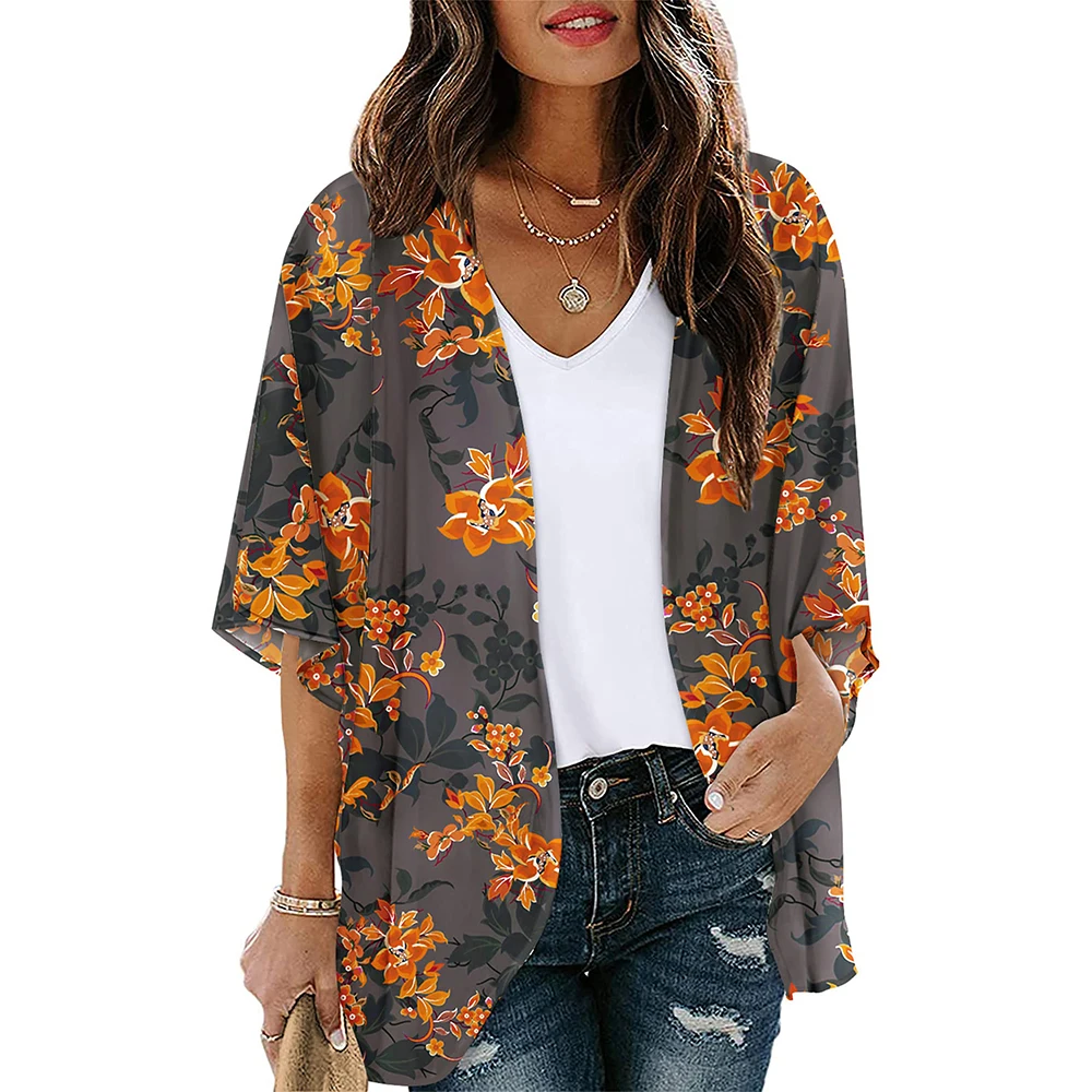 Womens Tassel Beach-Bikini Cover Up Sexy Kimono Cardigan Sheer Beach Coverups New Chiffon Cardigan Top Boho Clothes For Women