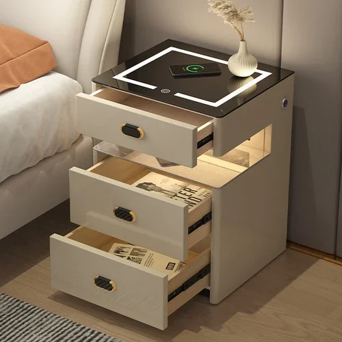 New smart bedside table, hidden safe, password, fingerprint lock, bluetooth audio