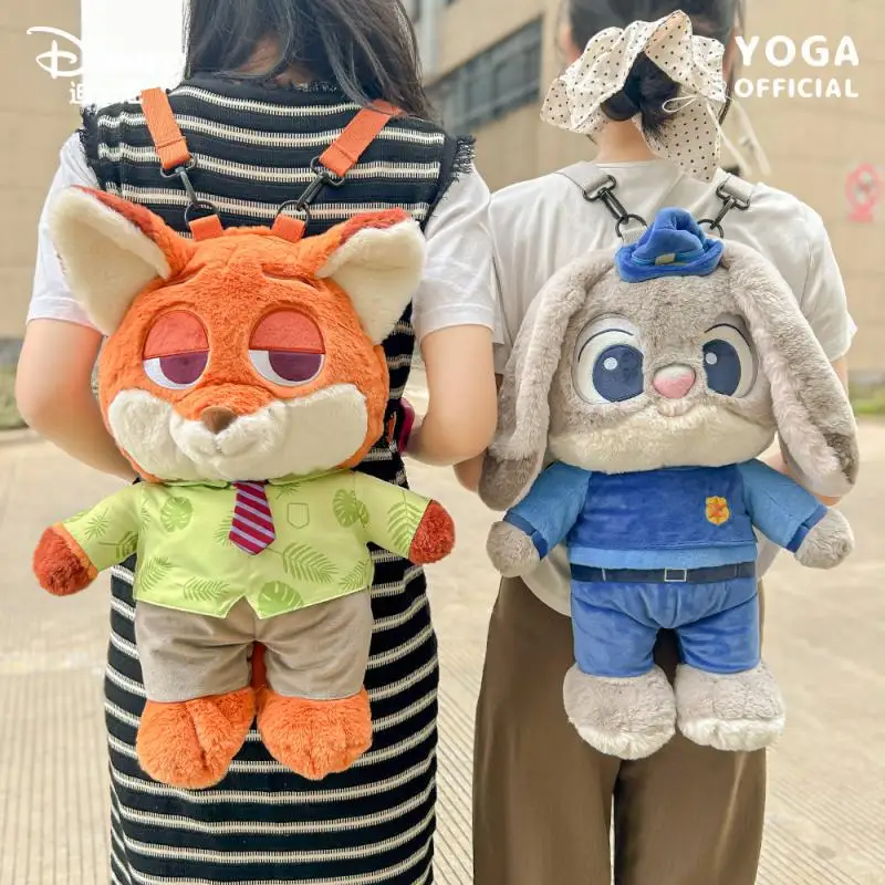 Kawaii Disney Zootopia Nick Wilde Judy Hopps Plush Doll Backpack Cute Cartoon Style Women Soft Messenger Bag for Children Gift