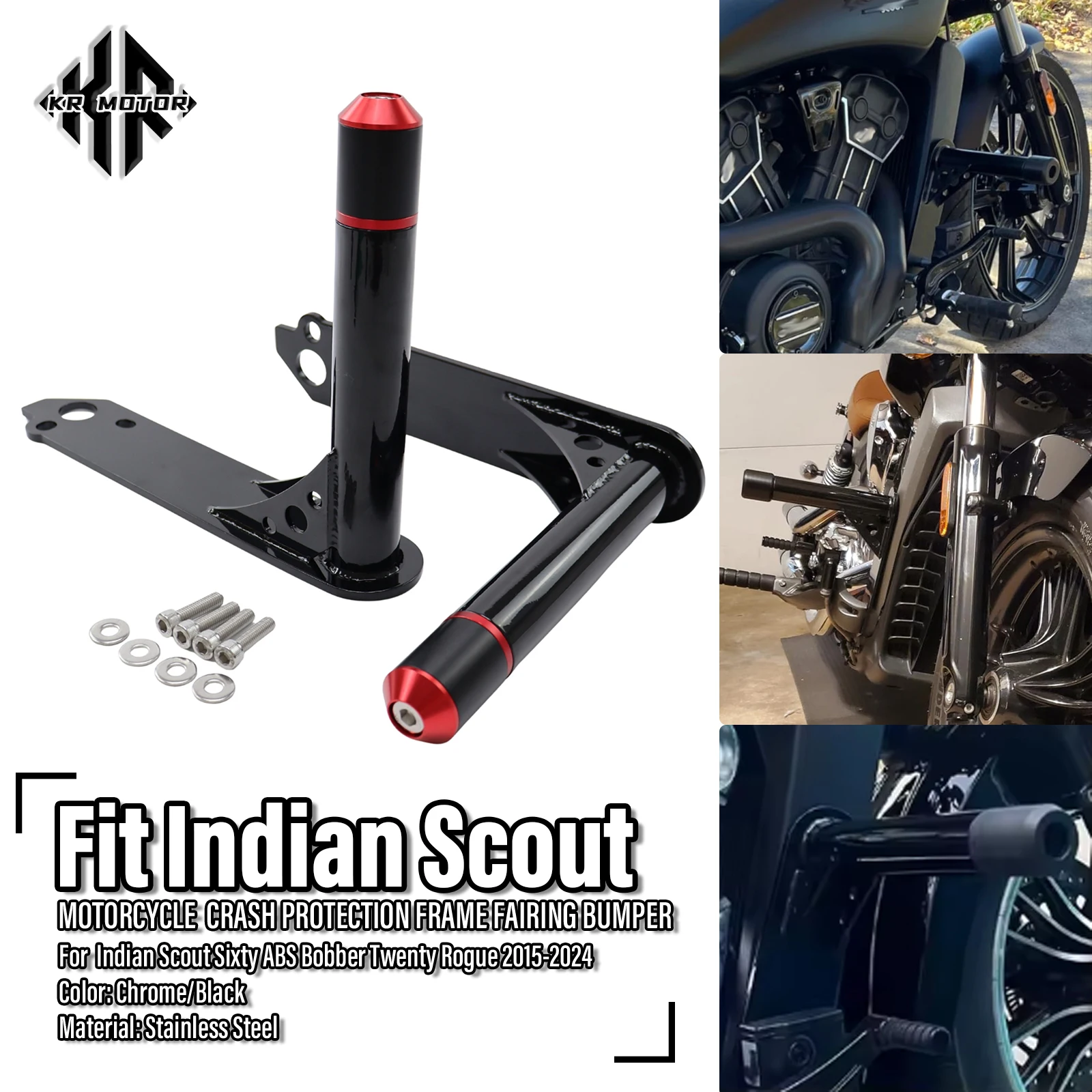 

Подходит для Indian Scout Sixty ABS Bobber Twenty Rogue 2015-2024, передняя шоссе, защитная рамка для мотоцикла, обтекатель, бампер