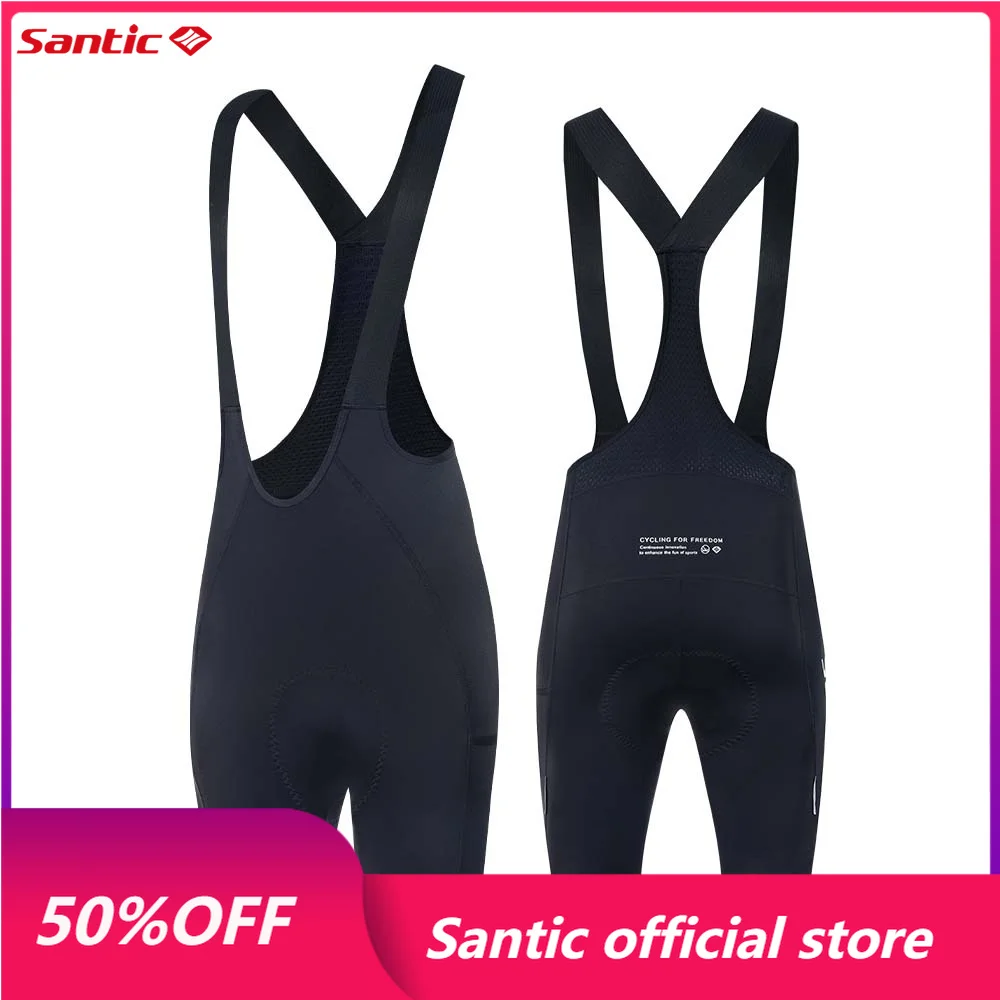 Santic Men's MTB Road Cycling Bib Shorts Imported Comfort Seat Cushion Breathable High Elasticity Quick-Dry Anti-Slip