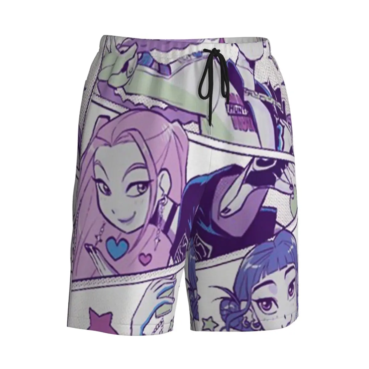 Swimsuits K-POP Demon Hunters Board Shorts Summer Huntrix Casual Beach Shorts Men's Printed Sportswear Quick Dry Beach Trunks