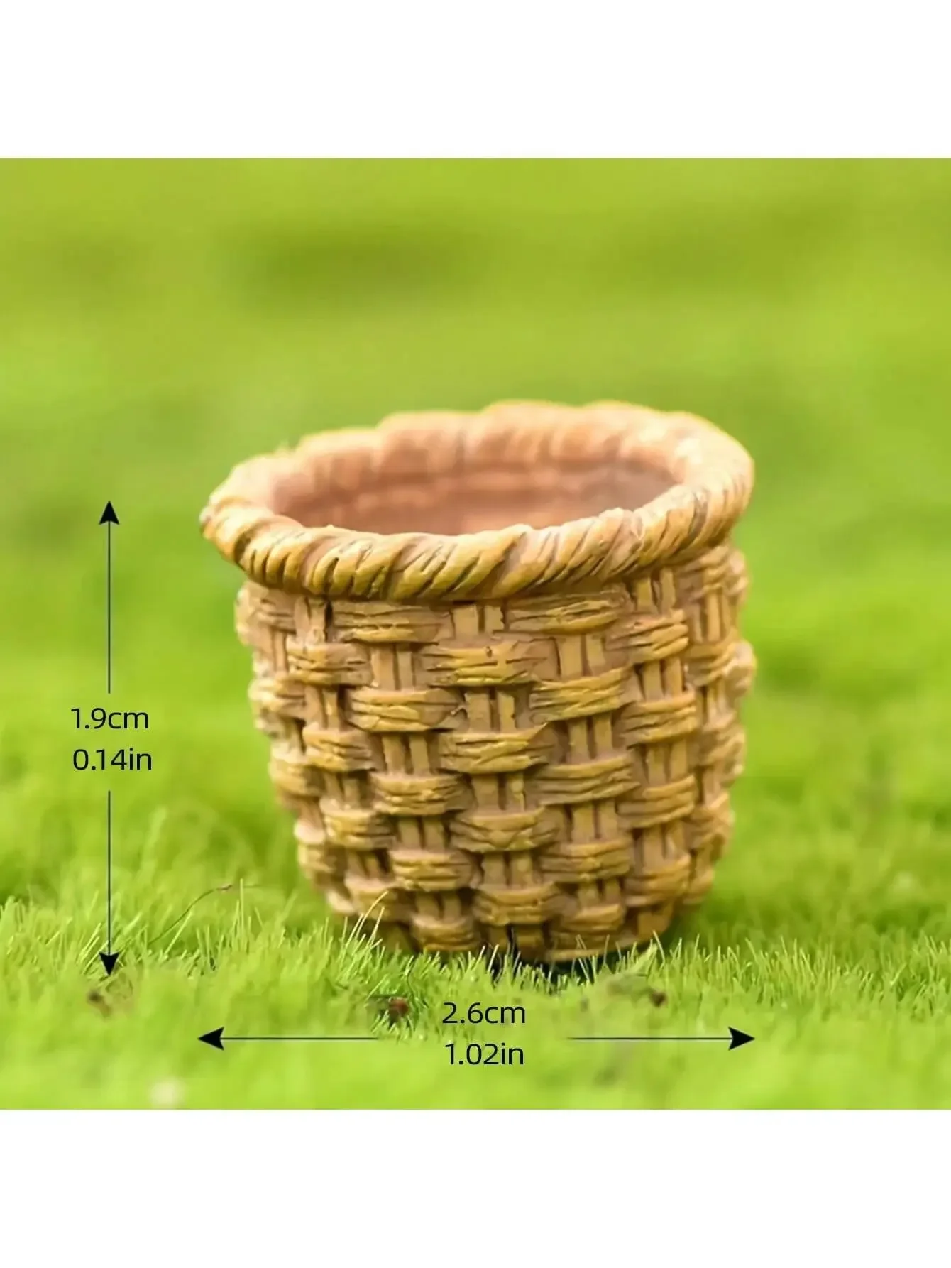 6Pcs Bulk Resin Simulation Woven Baskets 1/12 Scale Dollhouse & Micro Fairy Garden Multipurpose Craft Supplies